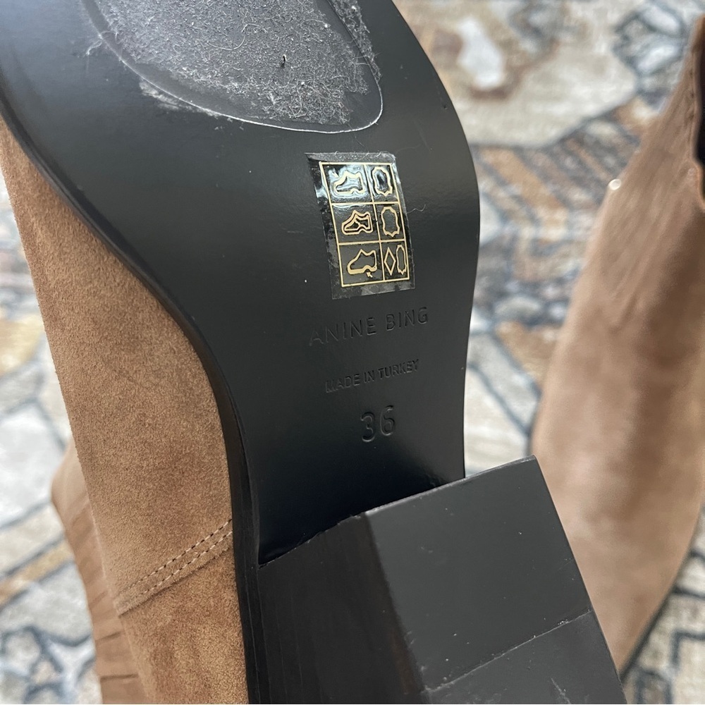 NWOB Anine Bing Roy Suede Taupe Booties - Picture 10 of 12